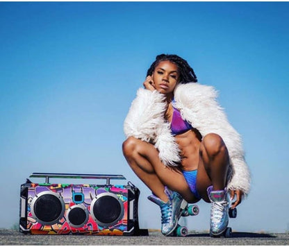 Bluetooth Boombox Flare6 NYC Graffiti | Retro Boombox with Bluetooth Speaker | Includes Rechargeable Lithium Battery, Carrying Strap & Remote | Quality Loud Sound with Bass