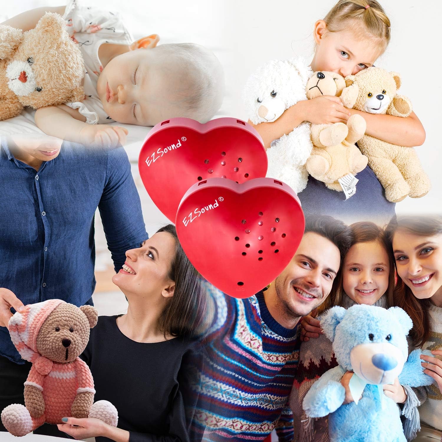 Voice Recorder for Stuffed Animal | 2 Pack - 30 Sec Voice Box for Stuffed Animal | Recording Safe Recordable Heart Button | Sound Module Insert for Build a Bear, Kids, Teddy, Toy and Gifts Red