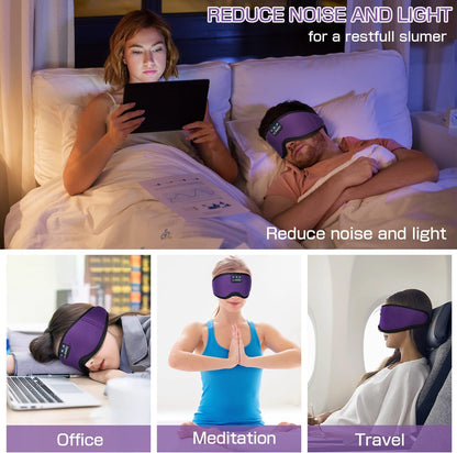 Sleep Headphones, Silk Sleep Mask Bluetooth Wireless Music Eye Mask, Sleeping Headphones for Side Sleepers Sleep Mask with Bluetooth Headphones Ultra-Thin Stereo Speaker Perfect for Sleeping