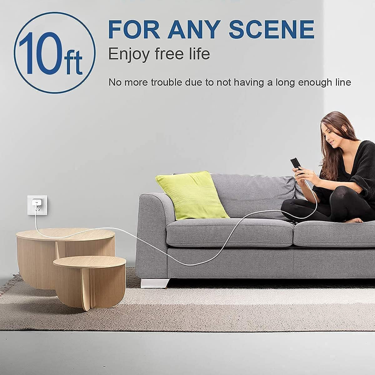 Iphone Charger Fast Charging [Mfi Certified] 20W PD USB C Wall Charger with 10FT Type C to Lightning Cable, Compatible with Iphone 14/13/12 Pro Max/11/Xs/Max/Xr