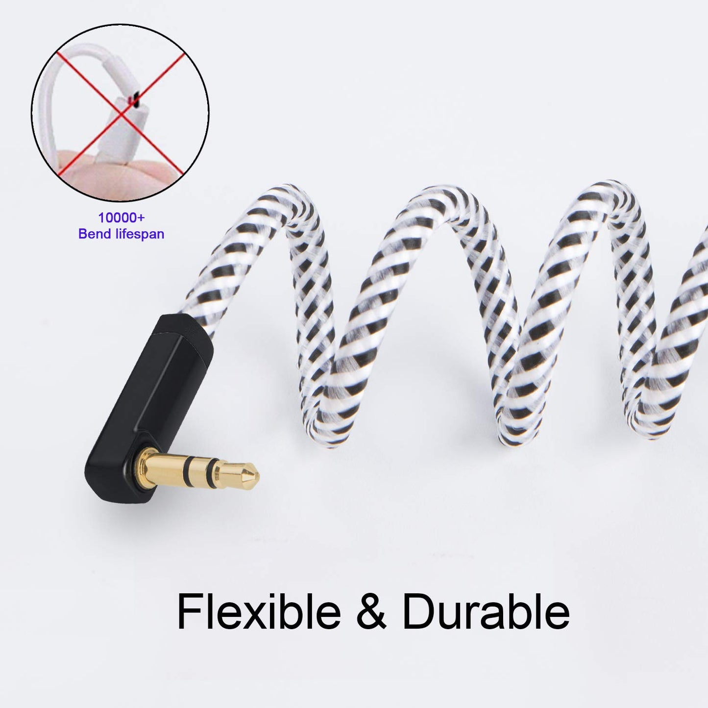 Headphone Extension Cable 15Ft/4.5M, 3.5 Mm Audio Extension Cable-Aux Cord Extender 90-Degree Right Angle Male to Female Stereo Audio Cable Nylon Braided for Smartphones, Media Player